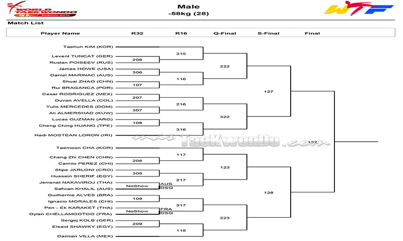 WTF World Taekwondo GP Suzhou, Grafica