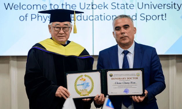 Chungwon Choue Received Honorary Doctorate in Uzbekistan During Junior Worlds Opening